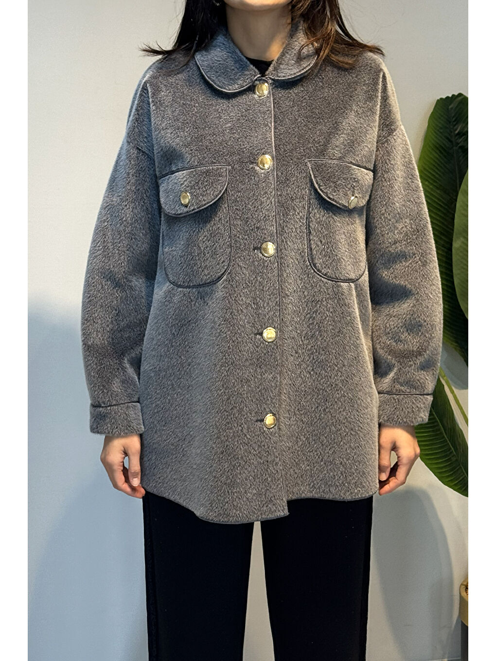 Düğme ve Cep Detay Ceket 32412 Antrasit-1