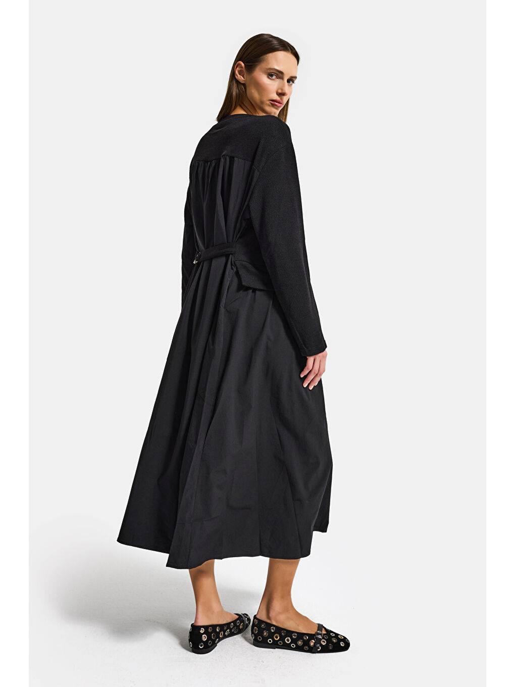 Kadın Siyah w5 Triko Kazak Etek Tek Parça Tasarım Elbise-5