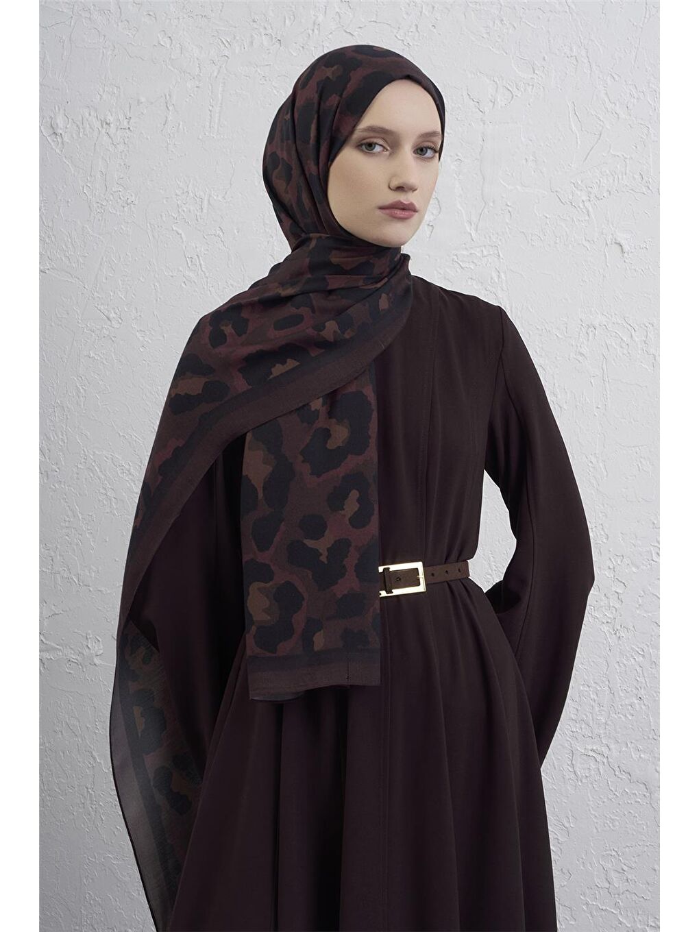 Kahverengi İpek Leopar Şal 3 04