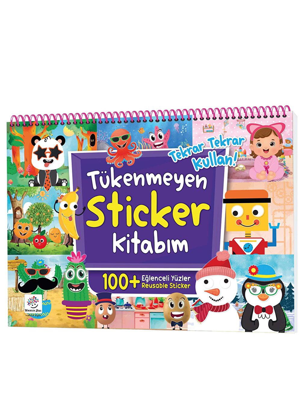 Yükselen Zeka Renksiz Tükenmeyen Sticker Kitabım - Eğlenceli Yüzler (100+ Tekrar Tekrar Kullanılabilen Sticker)