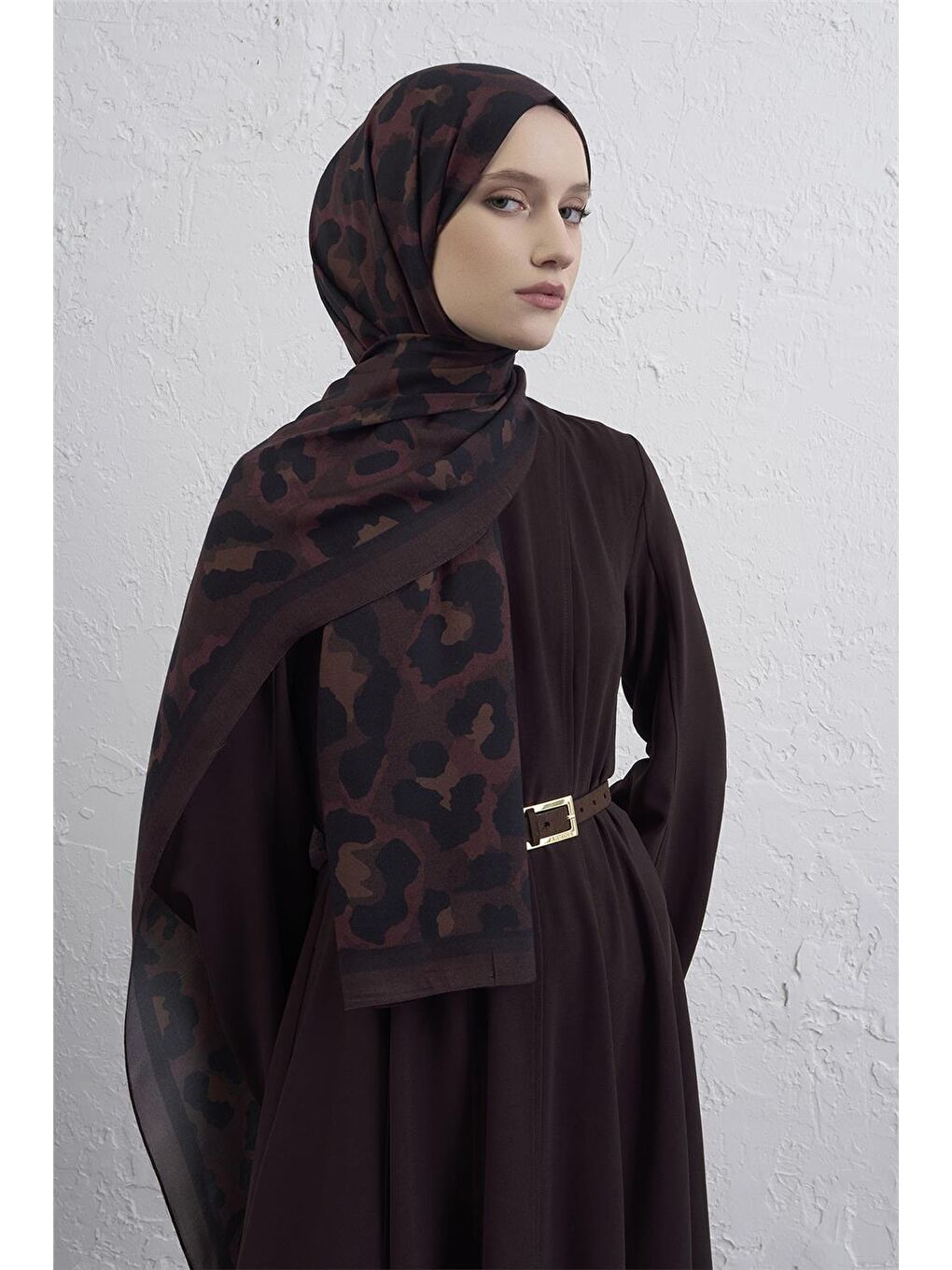 Kahverengi İpek Leopar Şal 3 04-2