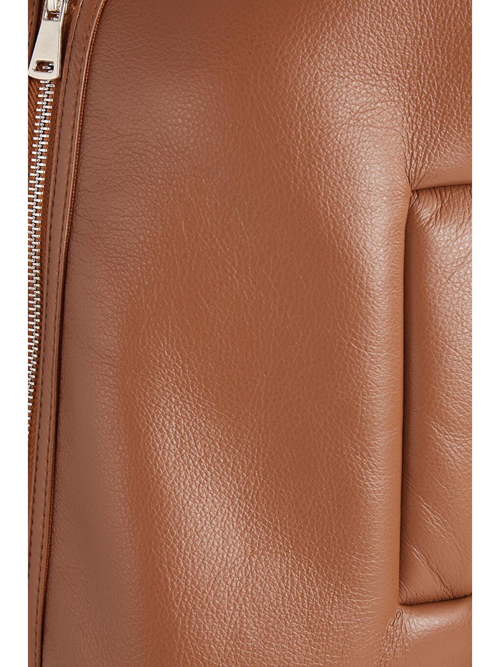 Kahverengi Kadın Regular Fit Klasik Kesim İçi Kürklü Kol Detaylı Taba Deri Mont-5