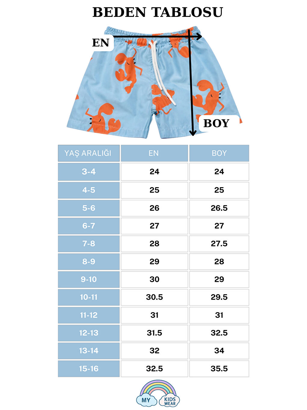 Karışık Erkek Çocuk Desenli Deniz Şortu 3-16 Yaş 12413-1