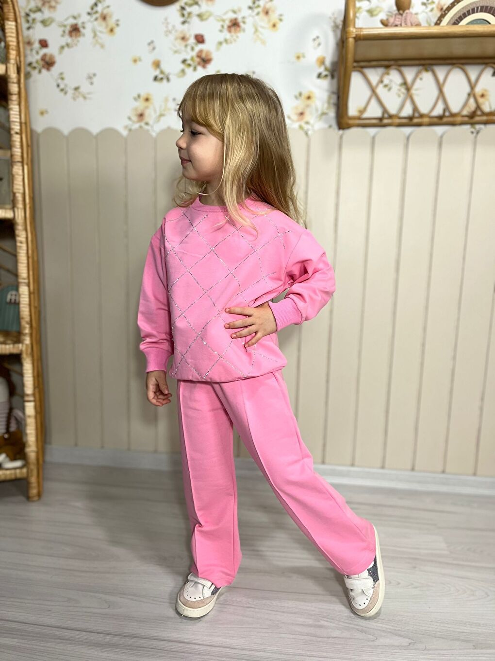 Kız Çocuk Pembe Alt Üst Eşofman Takım-2