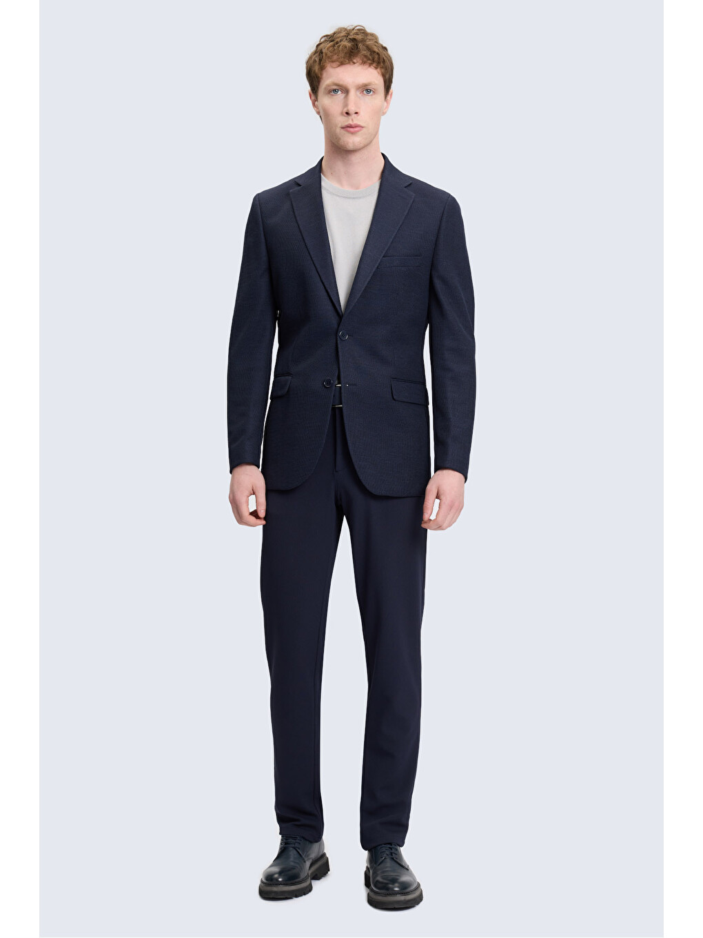 Lacivert Slim Fit Mono Yaka Klasik Ceket-1