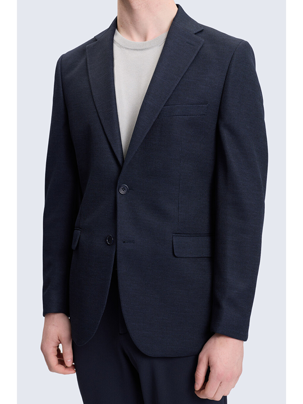 Lacivert Slim Fit Mono Yaka Klasik Ceket-2