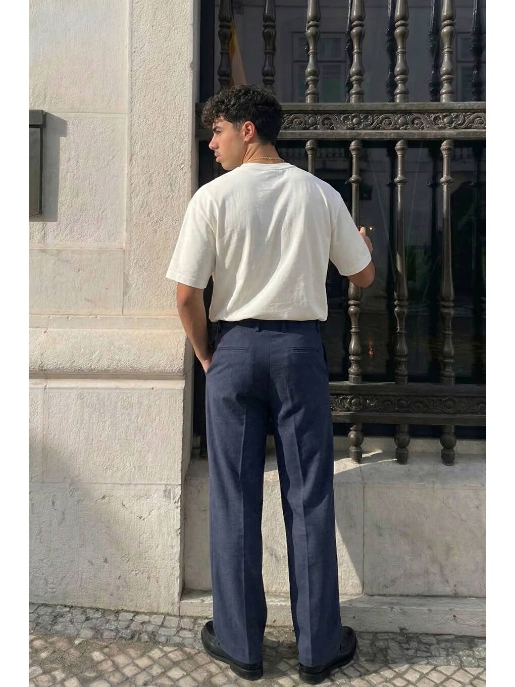 Erkek Oversize Patchwork Nakışlı T-Shirt Ekru-3