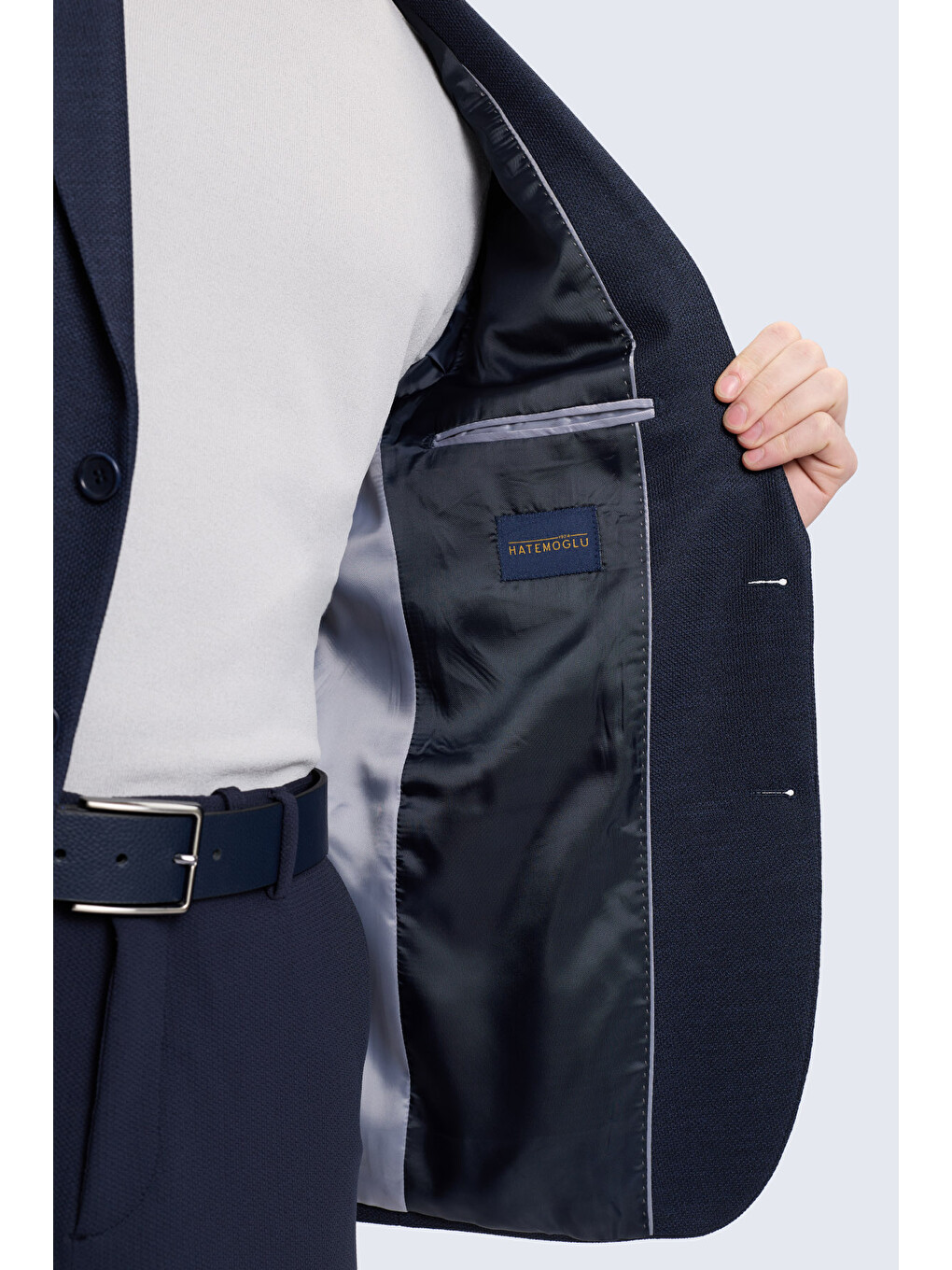 Lacivert Slim Fit Mono Yaka Klasik Ceket-3