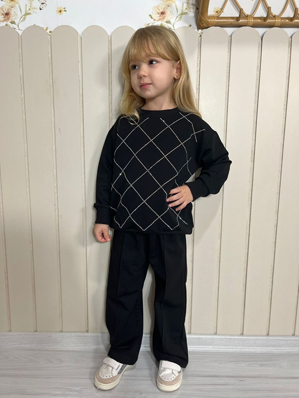 Kız Çocuk Siyah Alt Üst Eşofman Takım-1