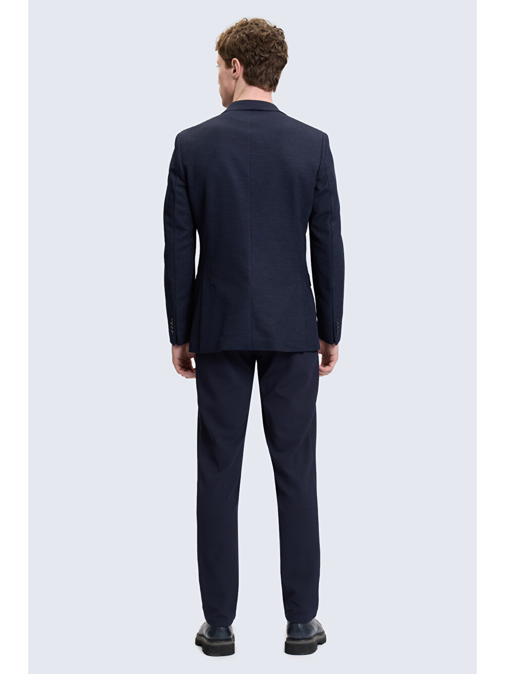 Lacivert Slim Fit Mono Yaka Klasik Ceket-4