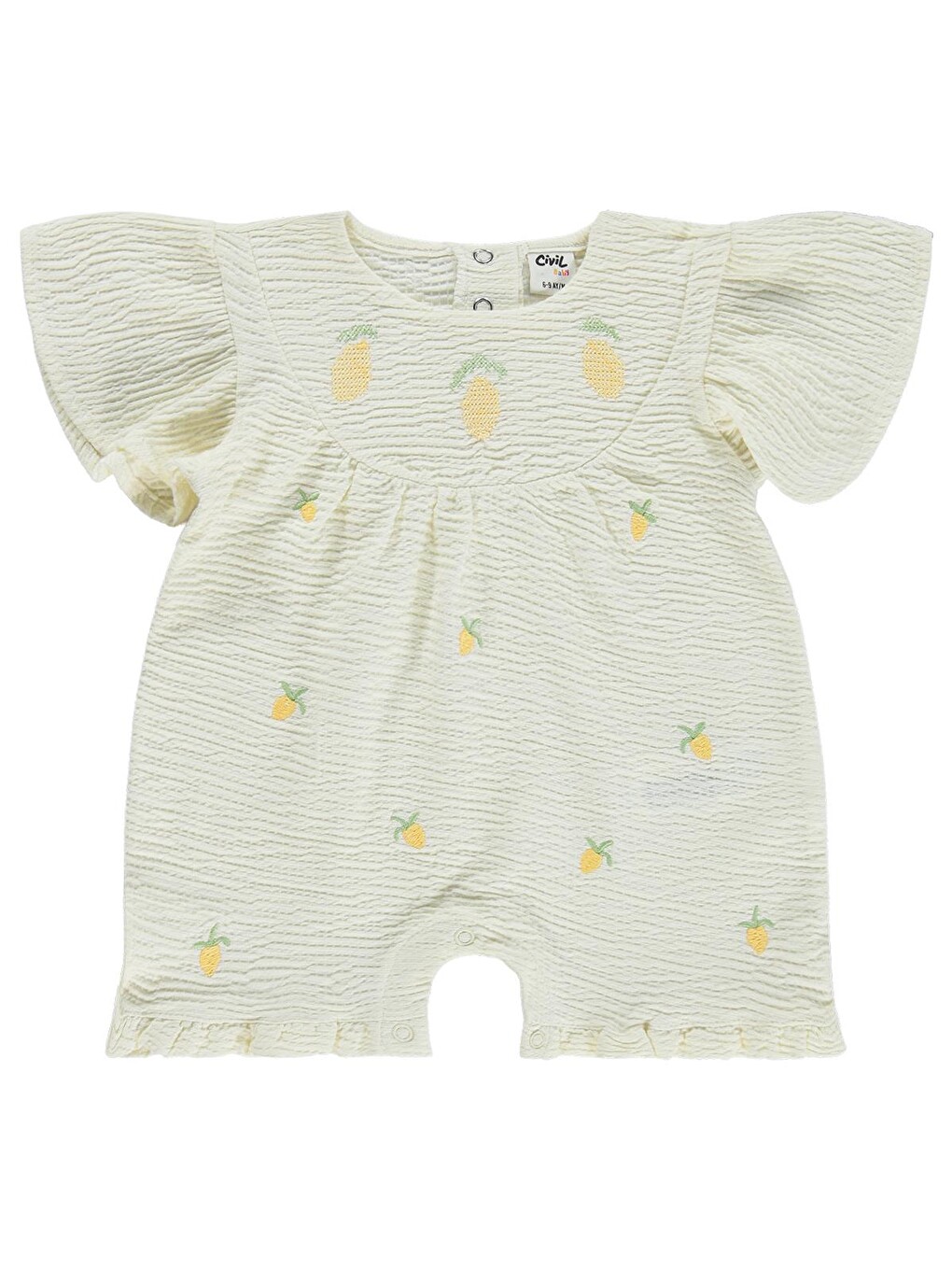 Baby Limon Nakışlı 6-18 Ay Patiksiz Tulum - Ekru