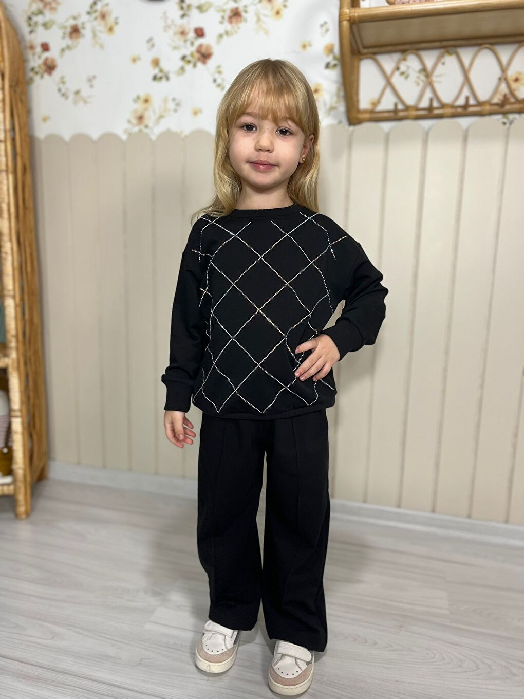 Kız Çocuk Siyah Alt Üst Eşofman Takım-2