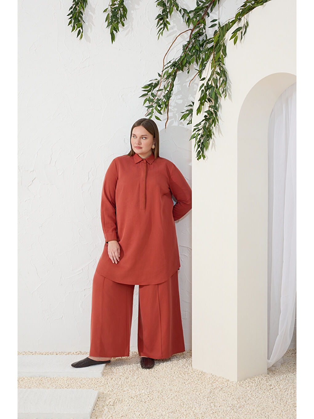 Kahverengi Tarçın Lyocell Pantolon Etek