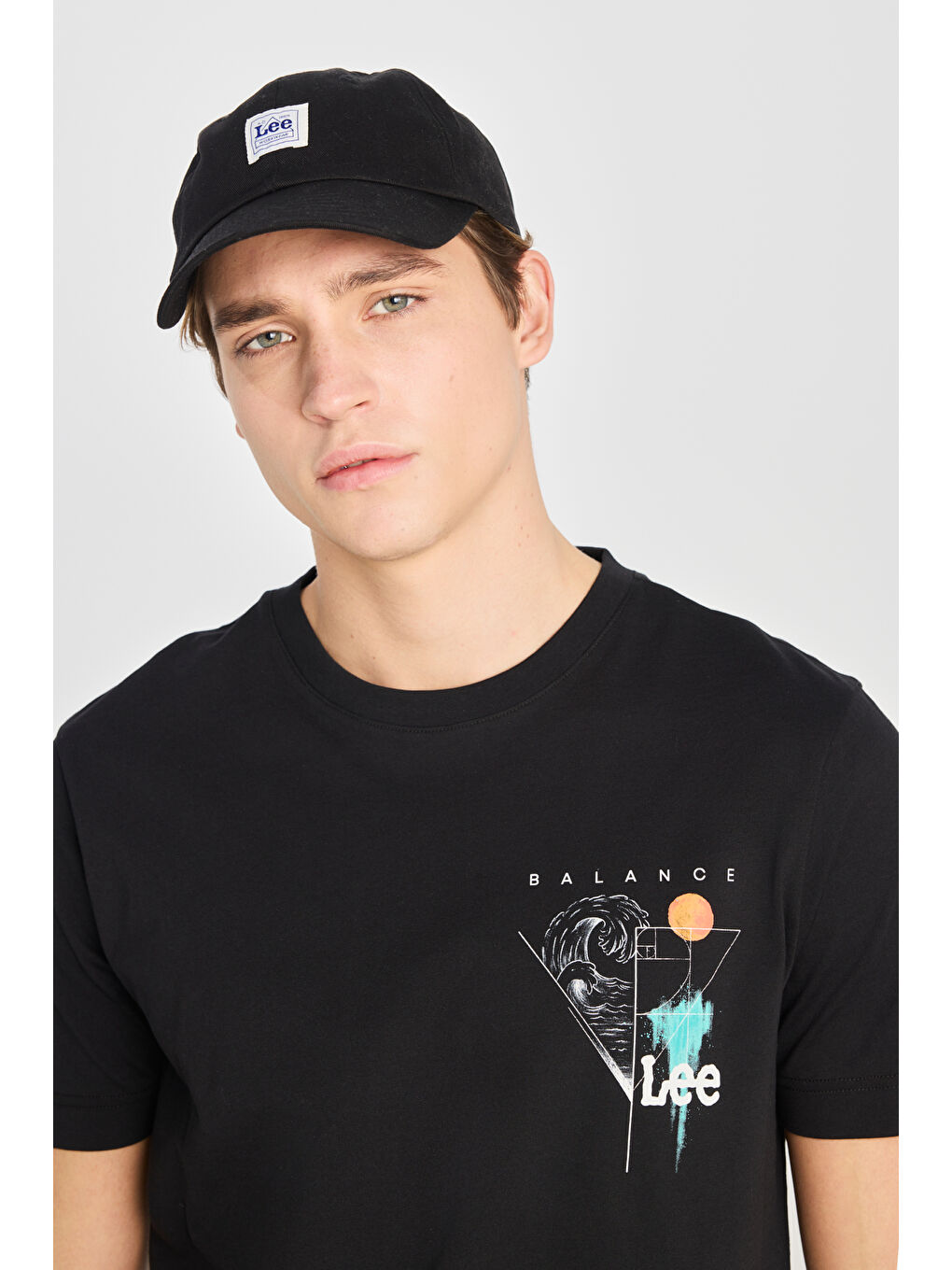 %100 Pamuk Regular Fit Normal Kesim Bisiklet Yaka Baskılı Siyah Tişört-3