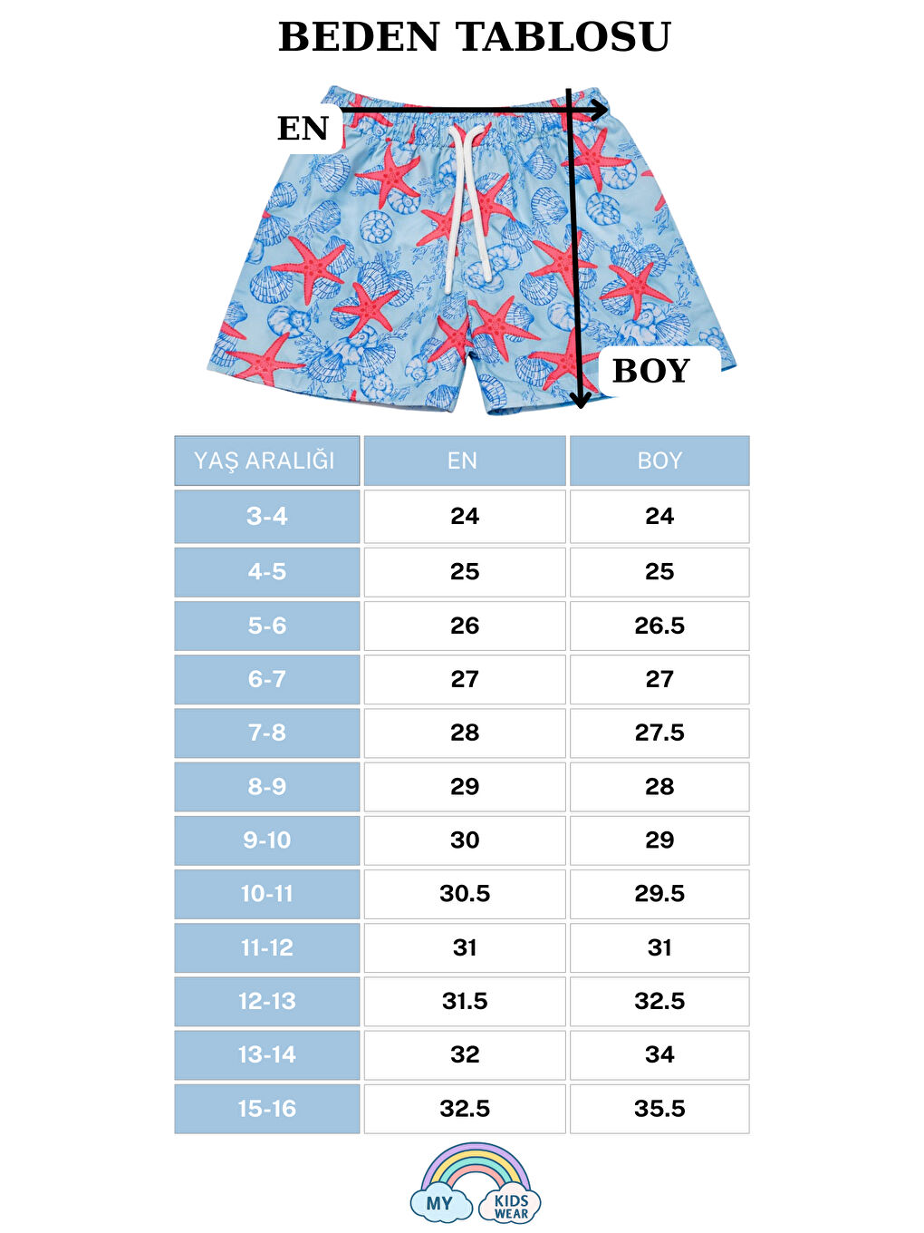 Mavi Erkek Çocuk Desenli Deniz Şortu 3-16 Yaş 12409-1