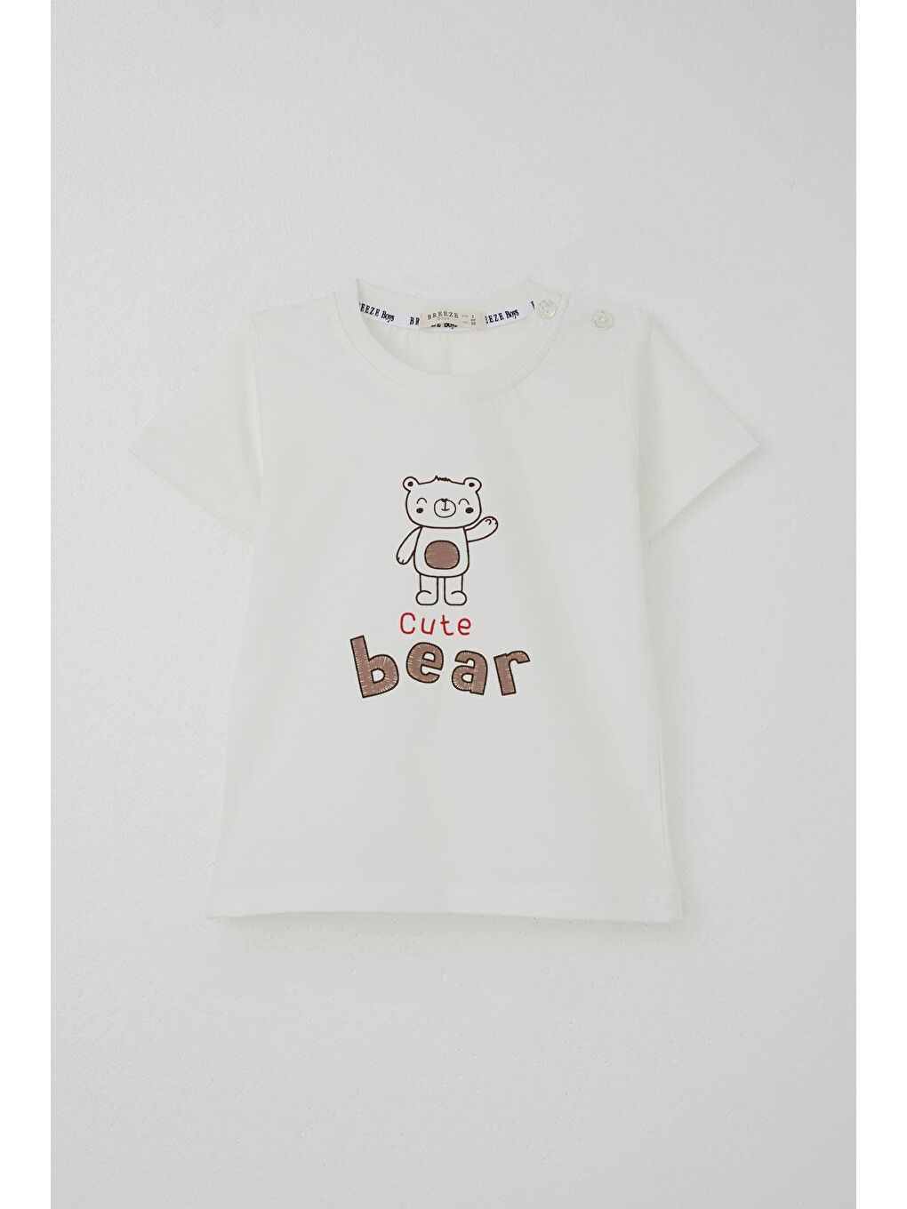 Erkek Bebek Şortlu Takım Havalı Ayıcık Baskılı Ekru (9 Ay-3 Yaş)-1