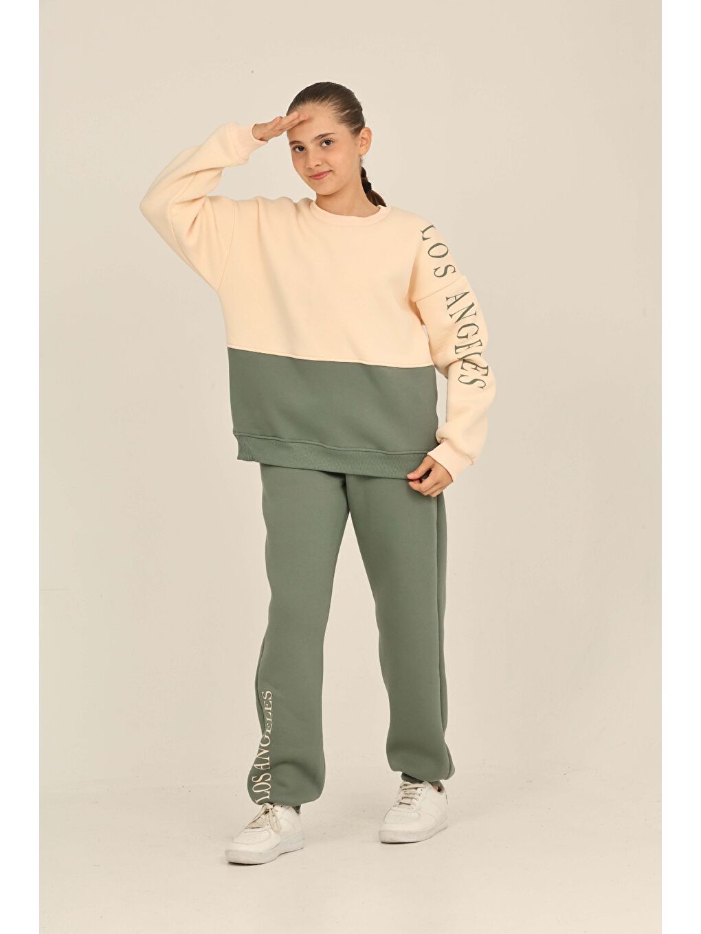 Yeşil Kız Çocuk Los Angeles Baskılı Eşofman Takım