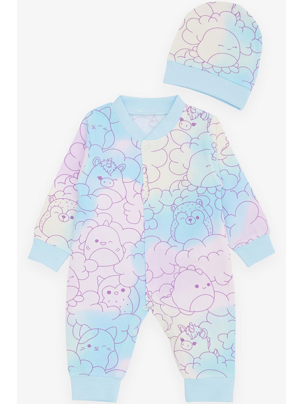 Kız Bebek Tulum Sevimli Hayvancıklar Baskılı Karışık Renk (0-6 Ay)