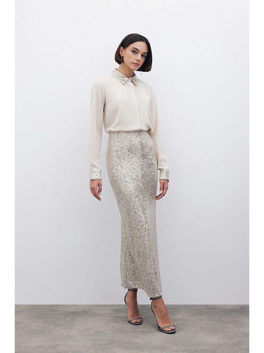 Karolin Midi Etek - Bej