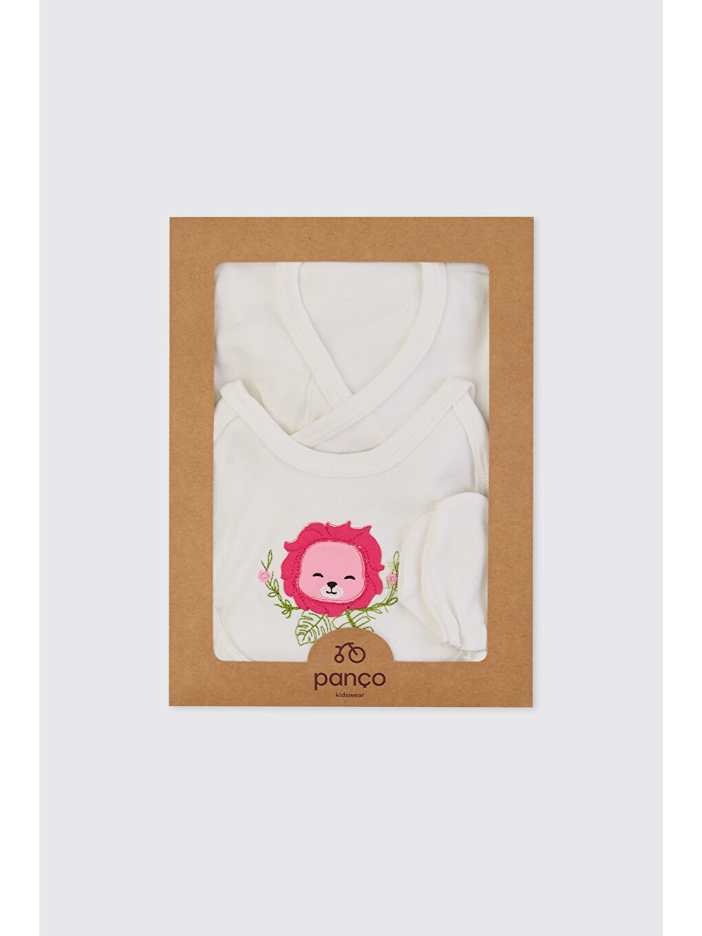 Yenidoğan Aslan Detaylı Ekru 5'li Hastane Çıkış Seti-8