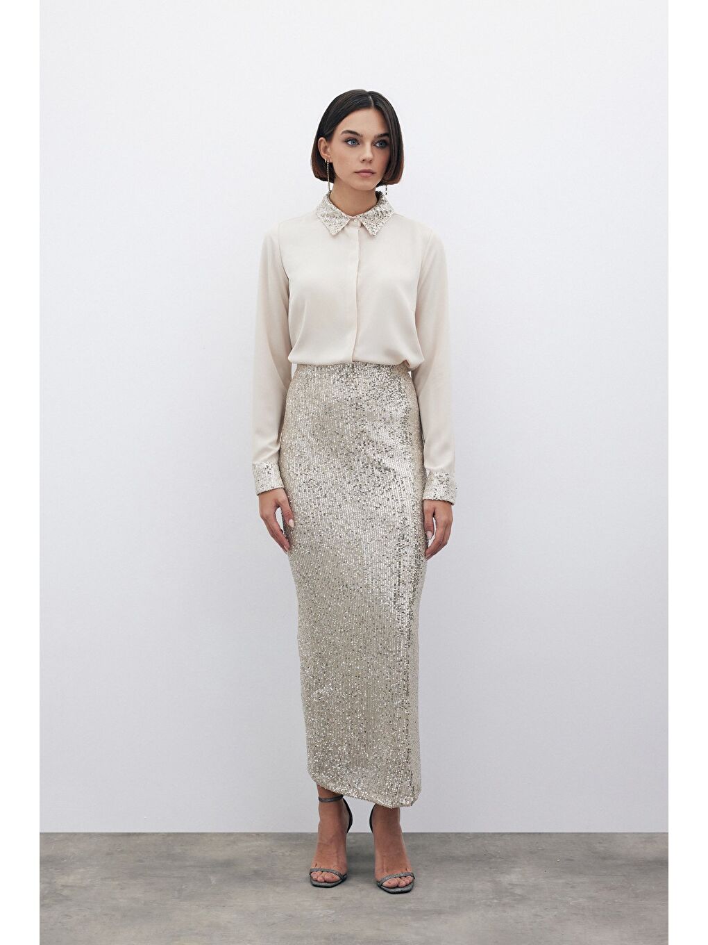 Karolin Midi Etek - Bej-2