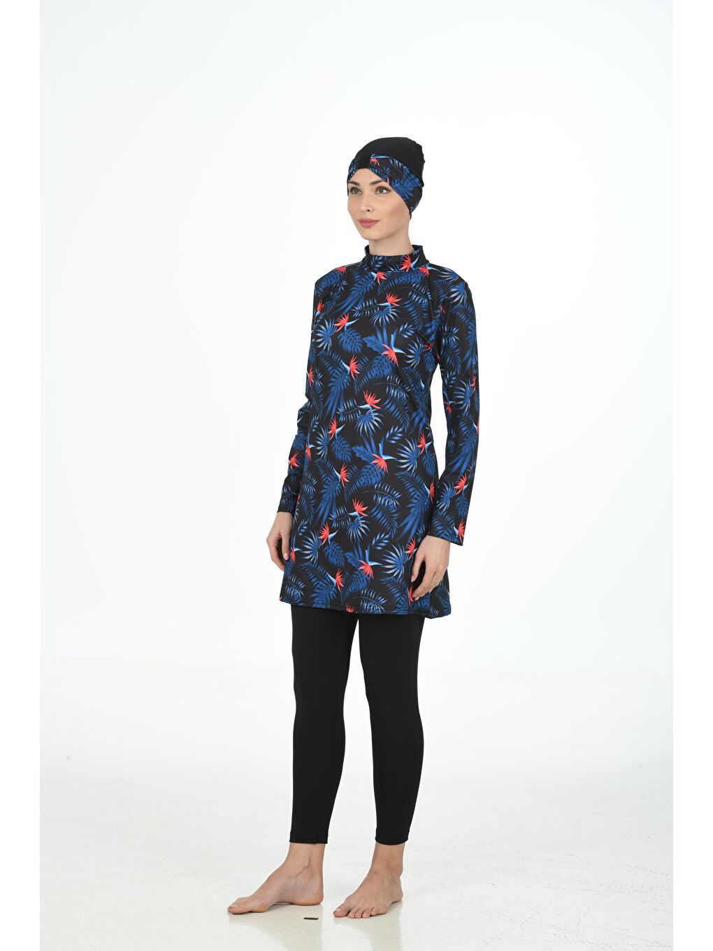 Siyah Tam Kapalı Elastanlı Tesettür Mayo 3315-5