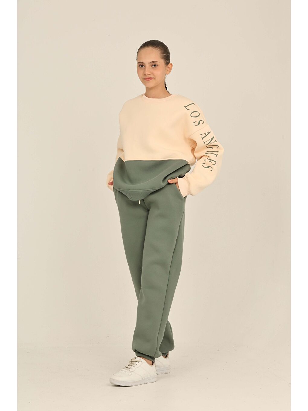 Yeşil Kız Çocuk Los Angeles Baskılı Eşofman Takım-1