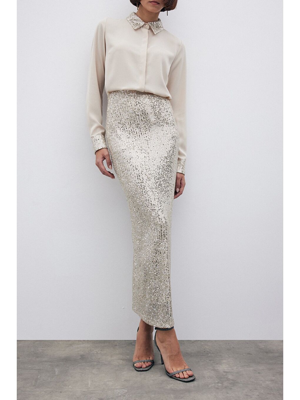 Karolin Midi Etek - Bej-4