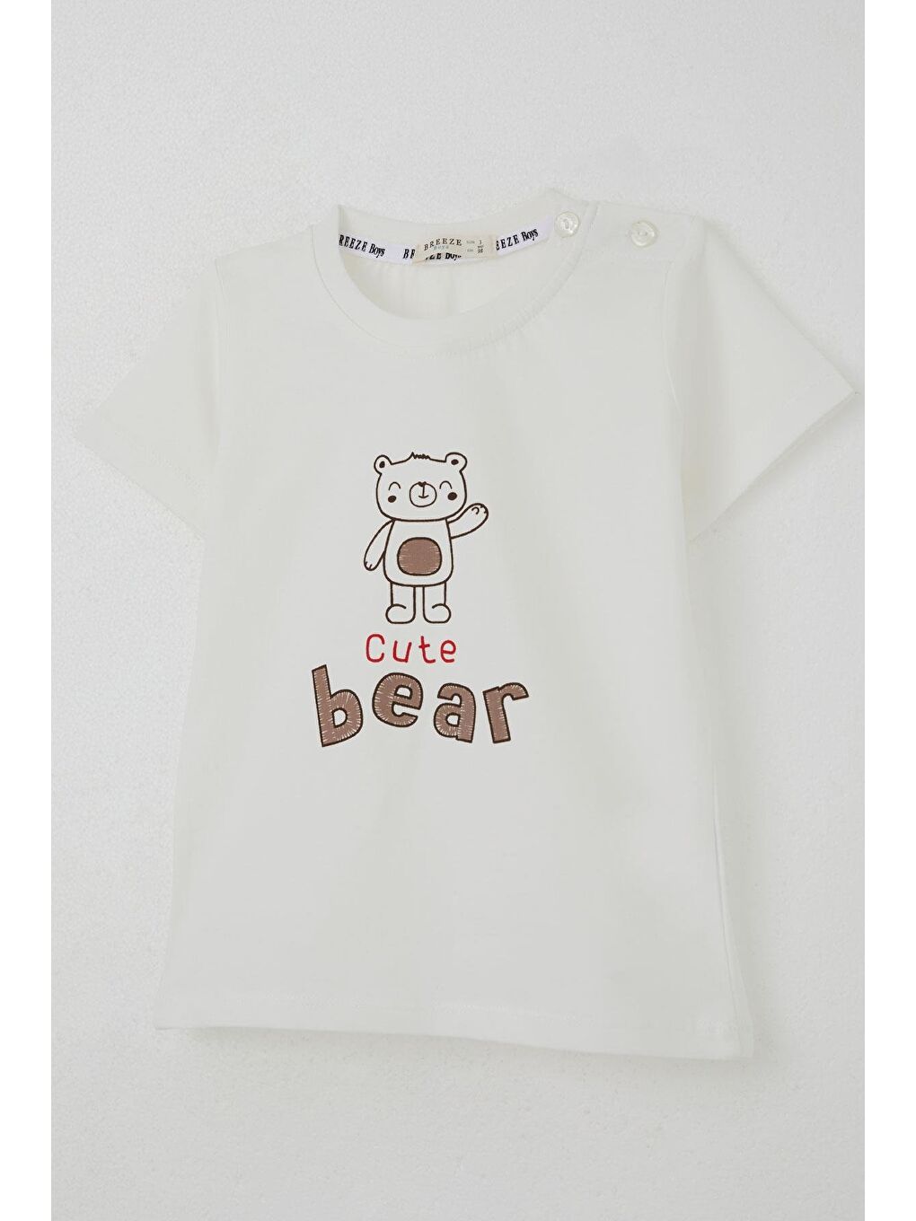 Erkek Bebek Şortlu Takım Havalı Ayıcık Baskılı Ekru (9 Ay-3 Yaş)-5