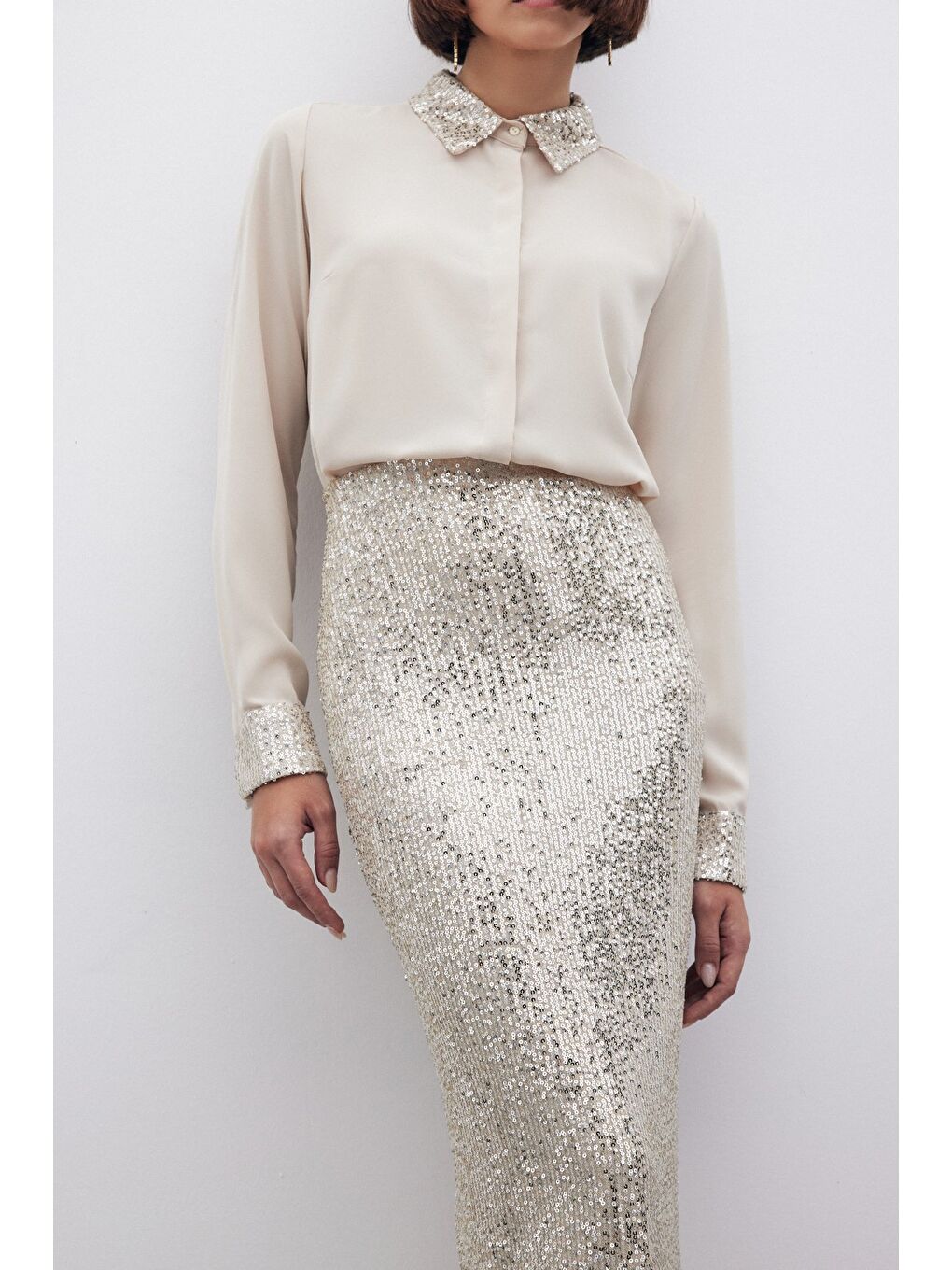 Karolin Midi Etek - Bej-5