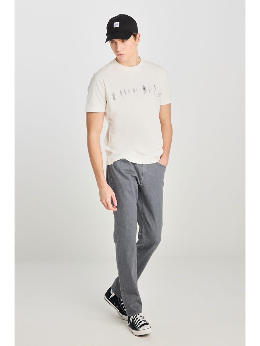 %100 Pamuk Regular Fit Normal Kesim Bisiklet Yaka Baskılı Ekru Tişört-2