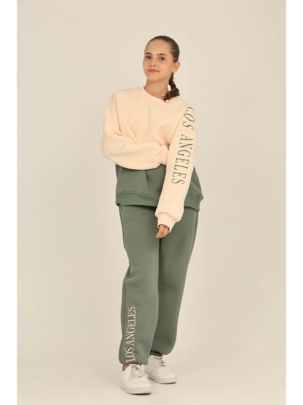 Yeşil Kız Çocuk Los Angeles Baskılı Eşofman Takım-2