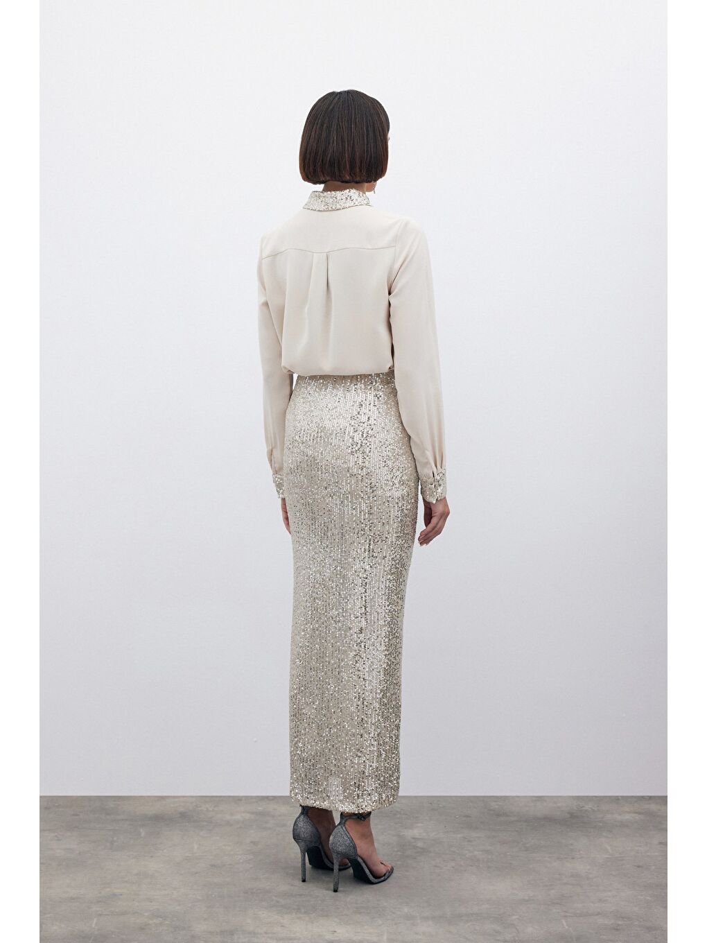 Karolin Midi Etek - Bej-6