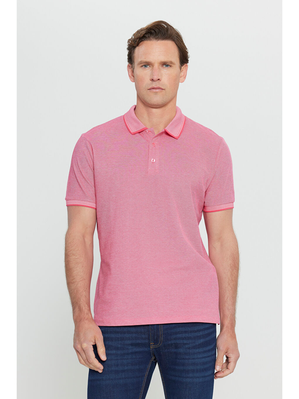 Beyaz 5'li Paket Pamuklu Kumaş Slim Fit Polo Yaka Tişört-2