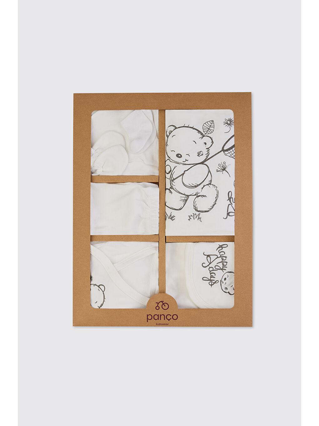 Yenidoğan Ayıcık Detaylı Ekru 10'lu Hastane Çıkış Seti-1