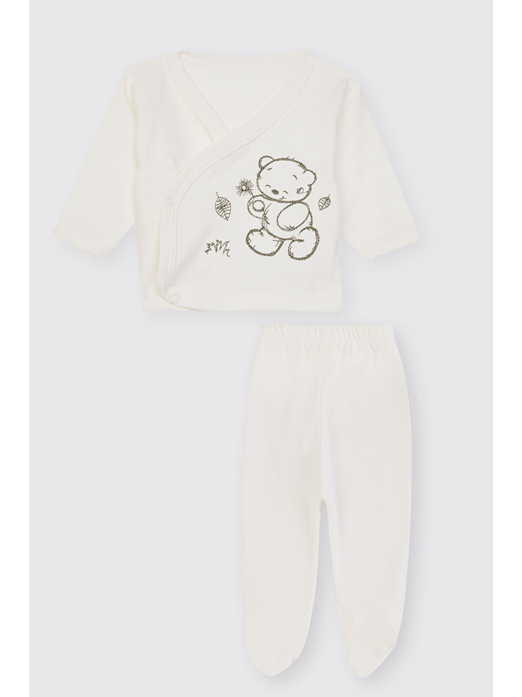 Yenidoğan Ayıcık Detaylı Ekru 10'lu Hastane Çıkış Seti-2