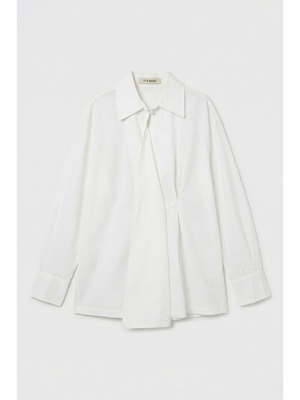 Kadın Beyaz w5 Oversize Özel Pamuk Kumaş Tasarım Gömlek-3