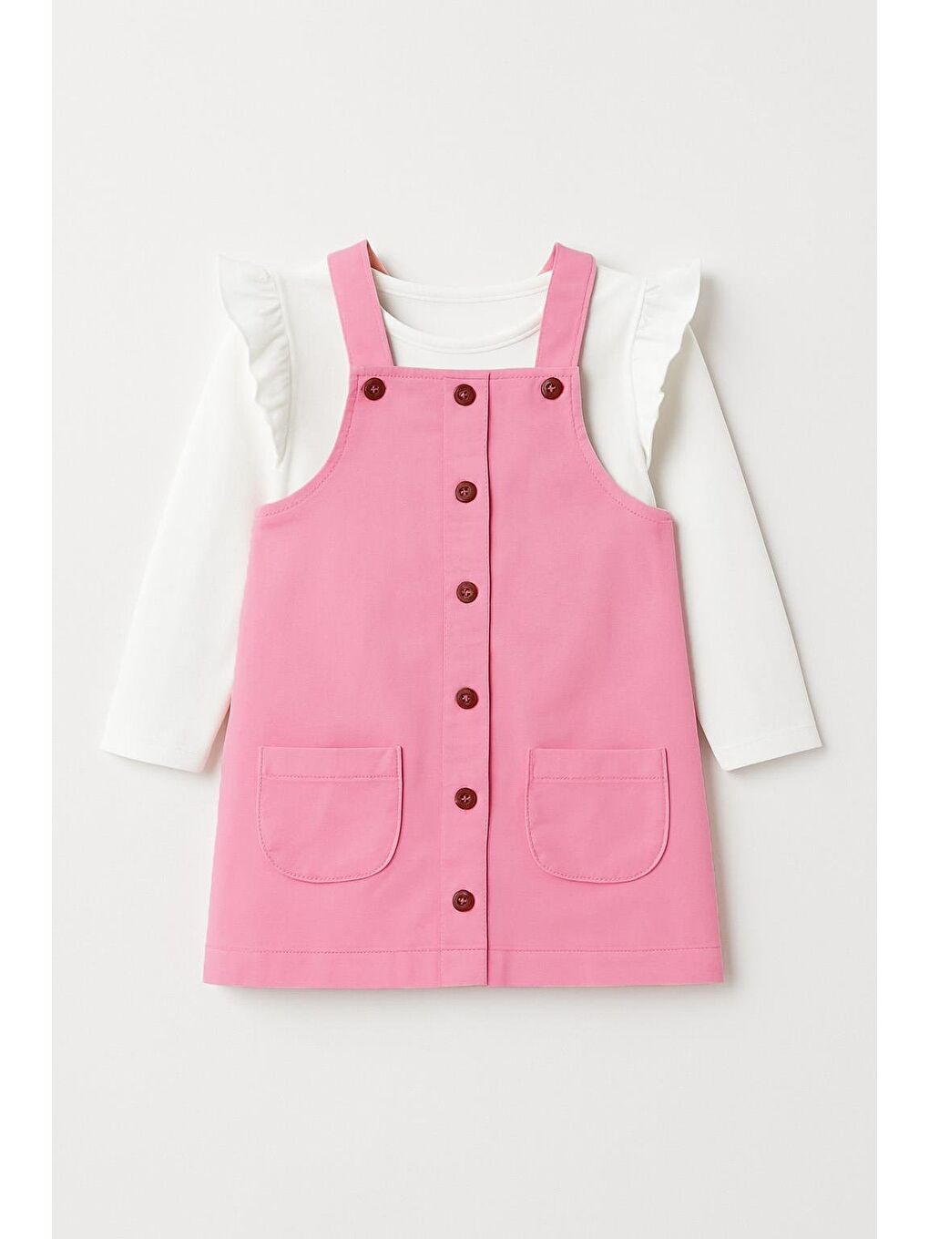 Kız &#199;ocuk Fırfırlı Bluz Ve Pembe Jile Takım 1-5 Yaş-1