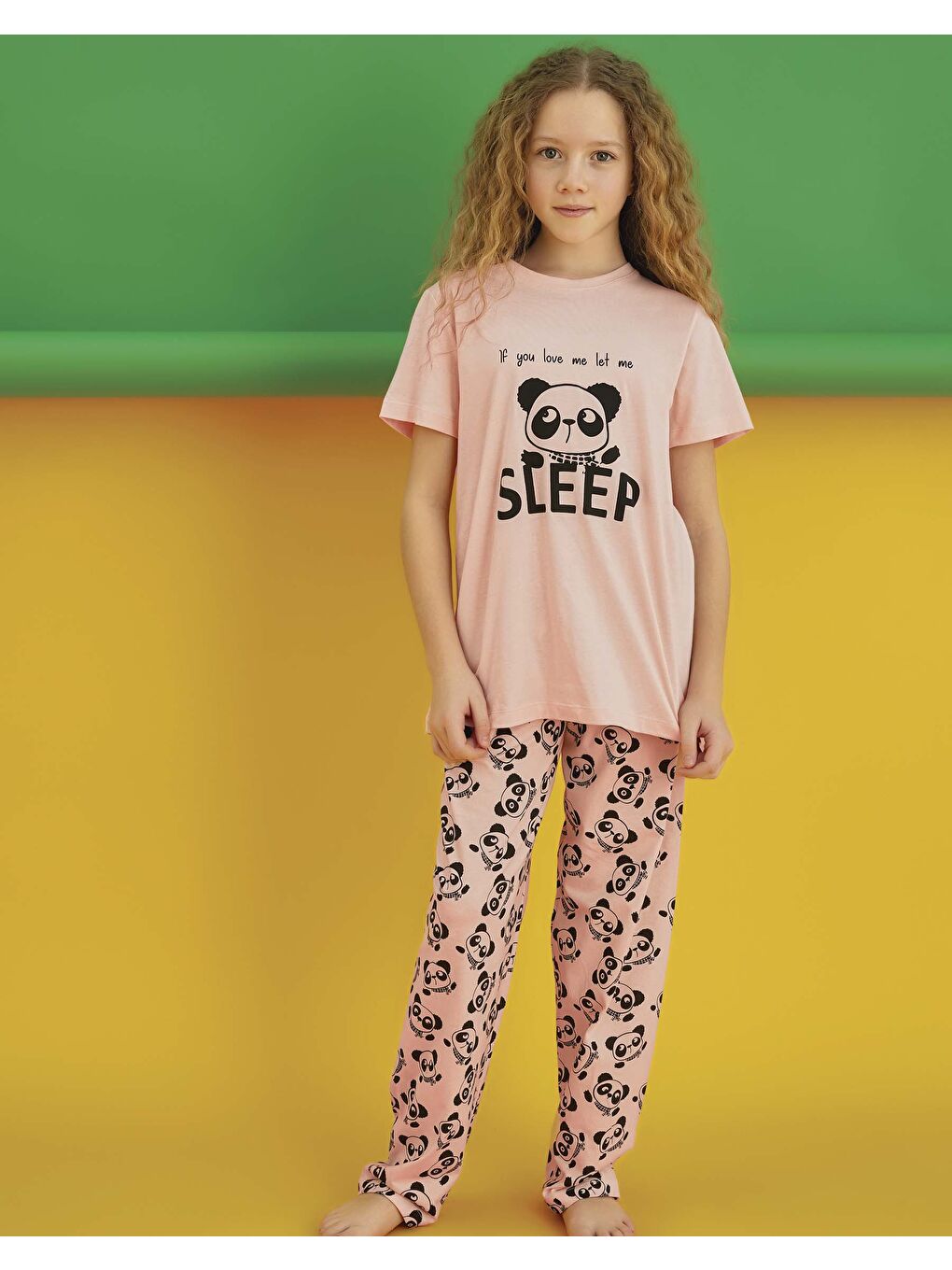 Pembe Kız Garson Kısa Kol Pijama Takım