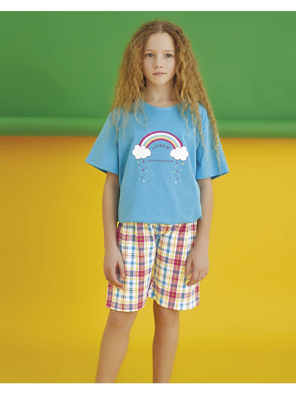 Mavi Kız Garson Kısa Kol Şortlu Pijama Takım