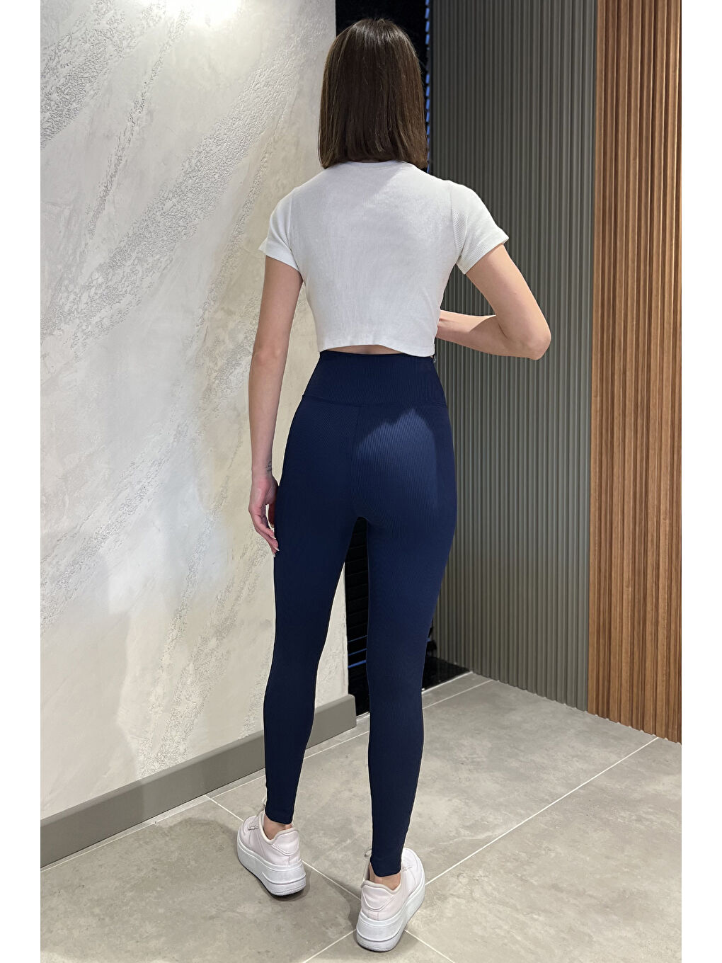 Lacivert Kadın Yüksek Bel Elastanlı Tayt-2