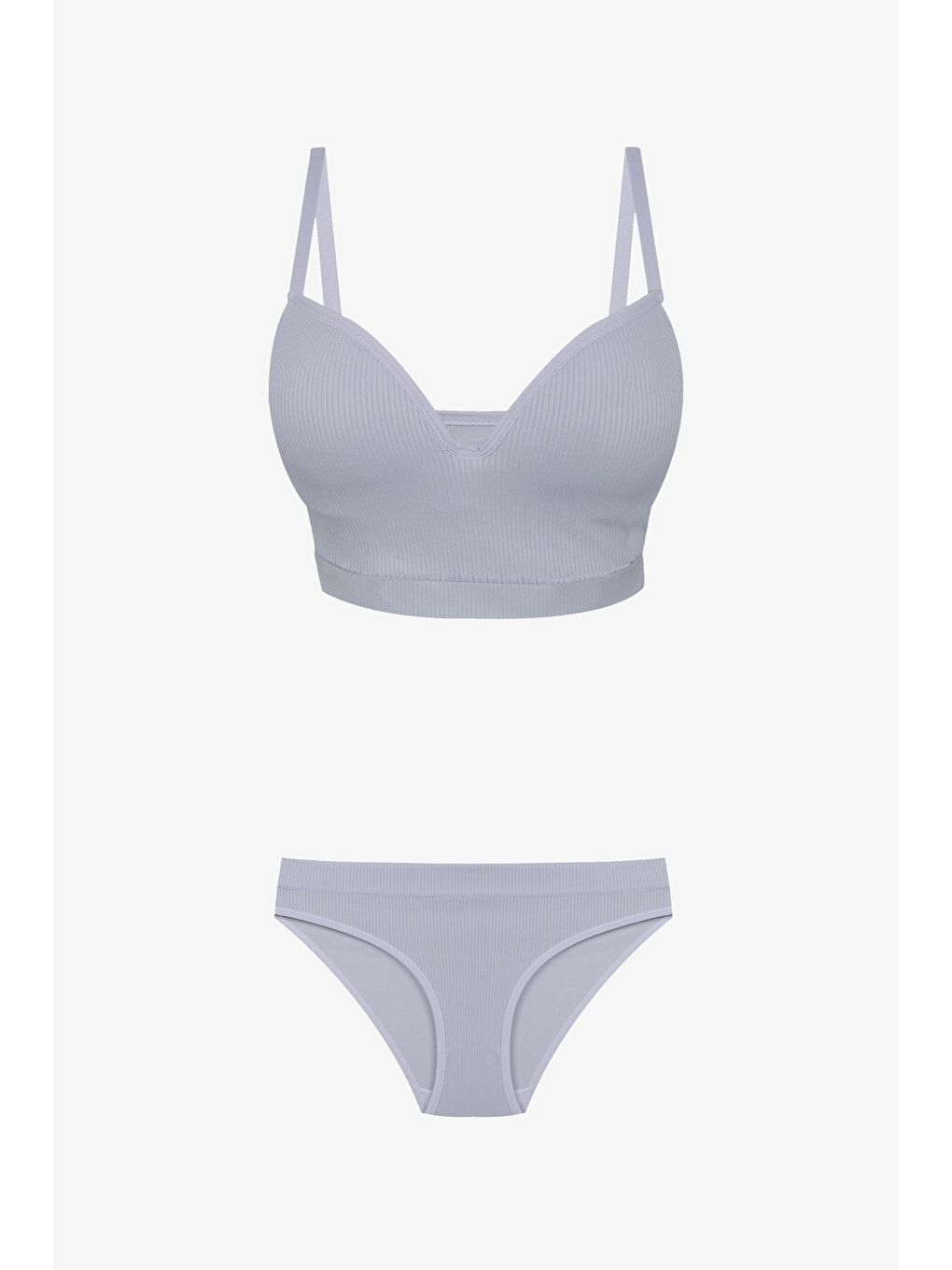 Gri Kadın Fitilli Yarım Dolgulu Sütyen Takım