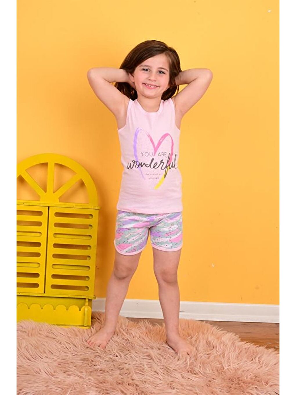Kız Çocuk Askılı Pijama Takımı Wonderful Pembe-1