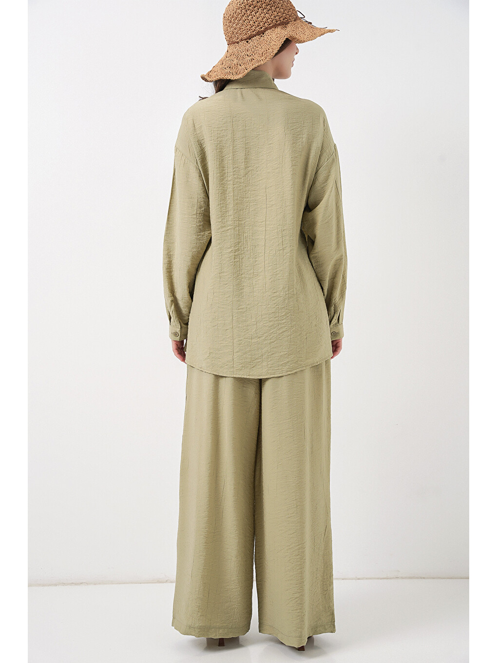 Kadın Bağcıklı Tunik Pantolon İkili Takım 6752 - E.Yeşil-5