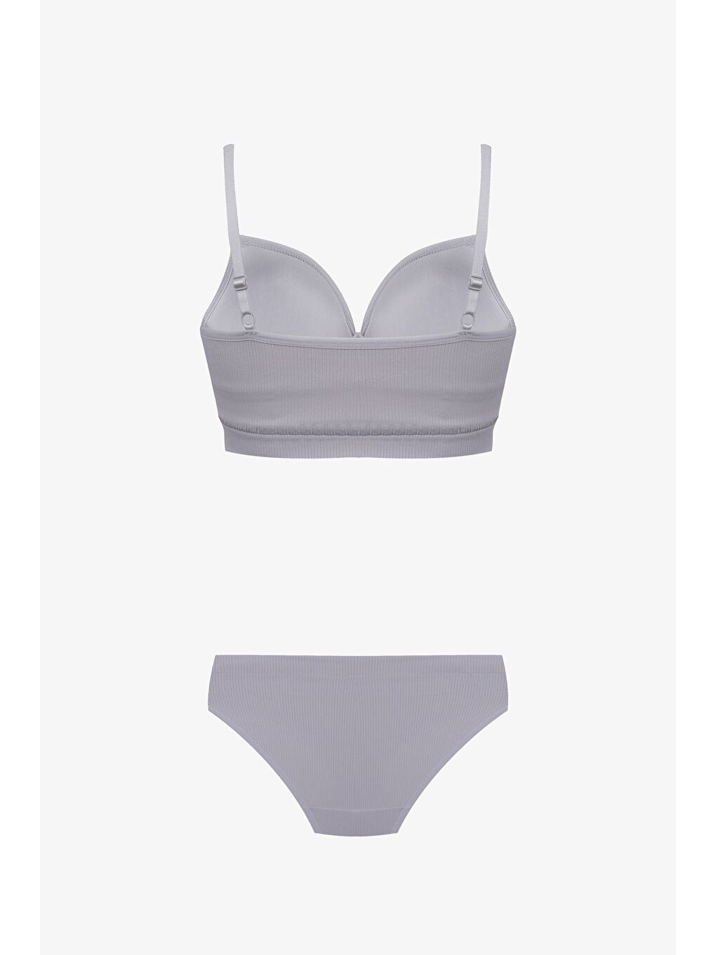 Gri Kadın Fitilli Yarım Dolgulu Sütyen Takım-1