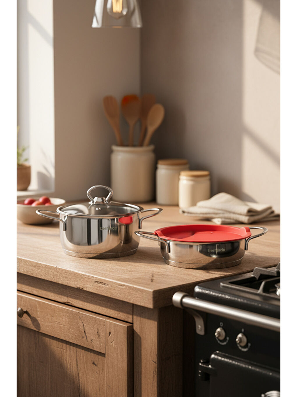 Gri Pera 4 Parça Pişir Sakla Tencere Seti