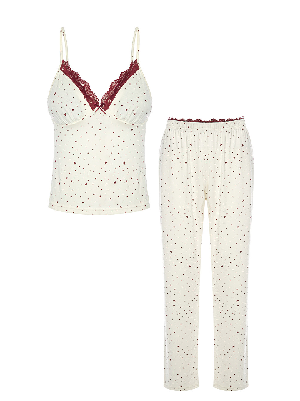 Haki Kadın Pamuklu Kaplı Askılı Dantelli Pijama Takımı-4