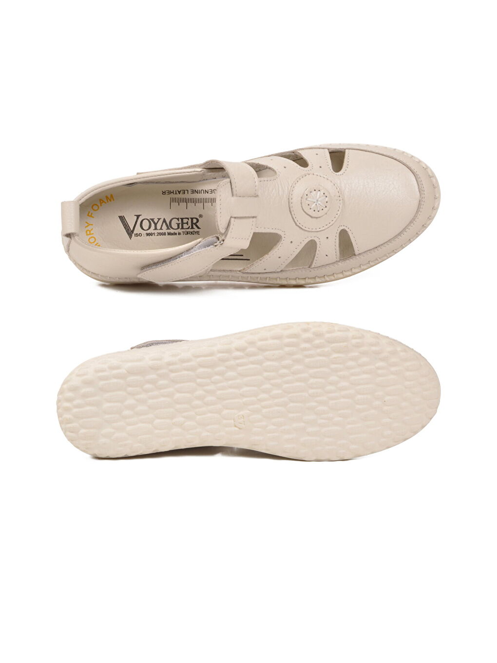 Ekru Hakiki Deri Anatomik Kadın Casual Ayakkabı Z520 Z-4