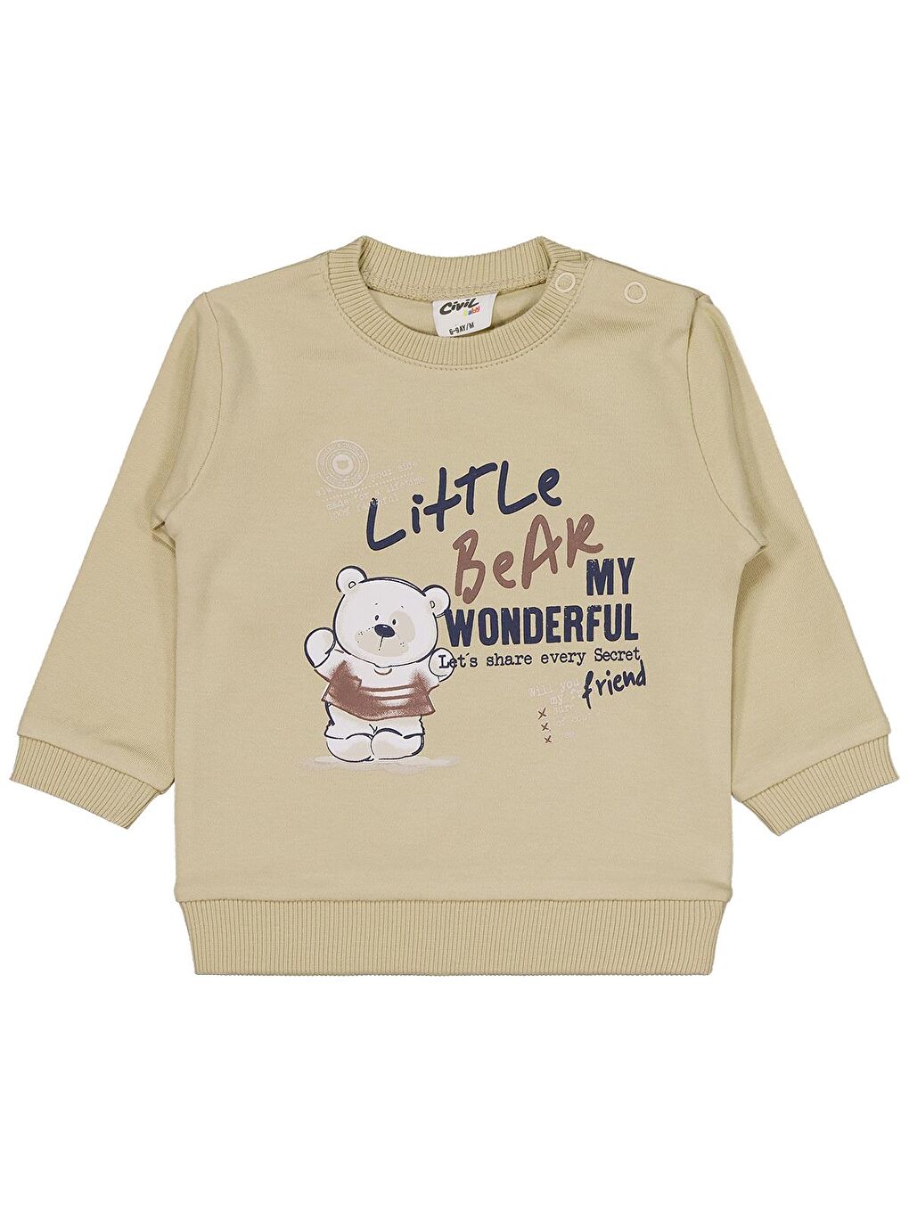 Baby Ayıcık Baskılı 3'lü 6-18 Ay Takım - Kahverengi 12-18 Ay-2