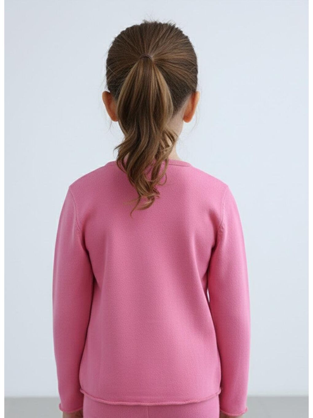 Pembe Kız Çocuk Fitilli %100 Pamuklu Düğmeli Hırka-1